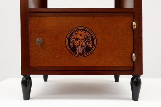 Image 1 of Tavolino Art Déco ad arco con contenitore e piano in marmo nero, Francia, 1920 ca. 1920