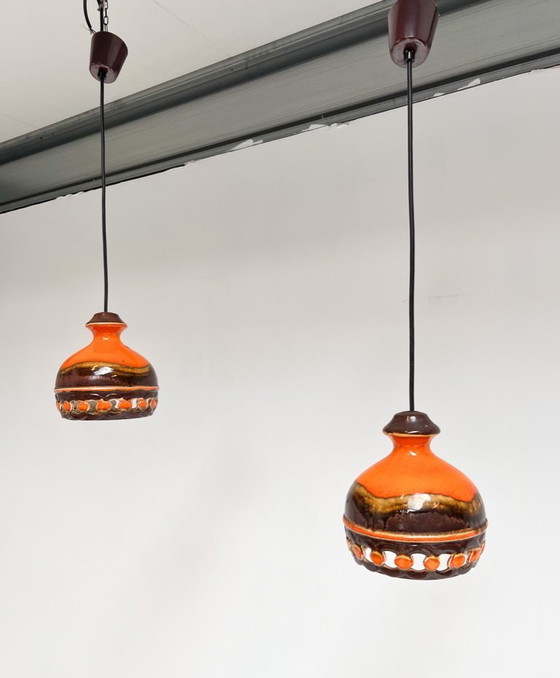 Image 1 of Set van 2 Keramieken Plafondlampen van PAN Leuchten, 1970's