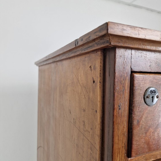 Image 1 of Dutch Industrial Oak Filling Apothecary or Archive Cabinet, Early 20th Century