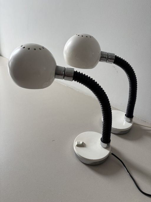 2 space age “eyeball” table lamps by Goffredo Regina, Italian design