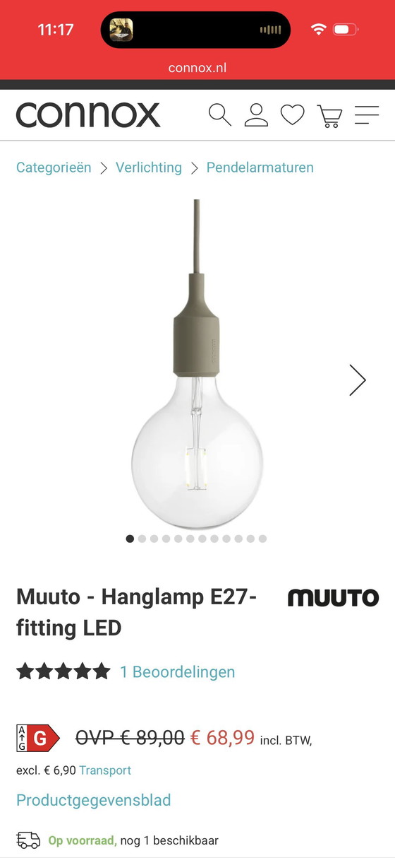 Image 1 of Muuto hanglamp fitting geel 2 stuks