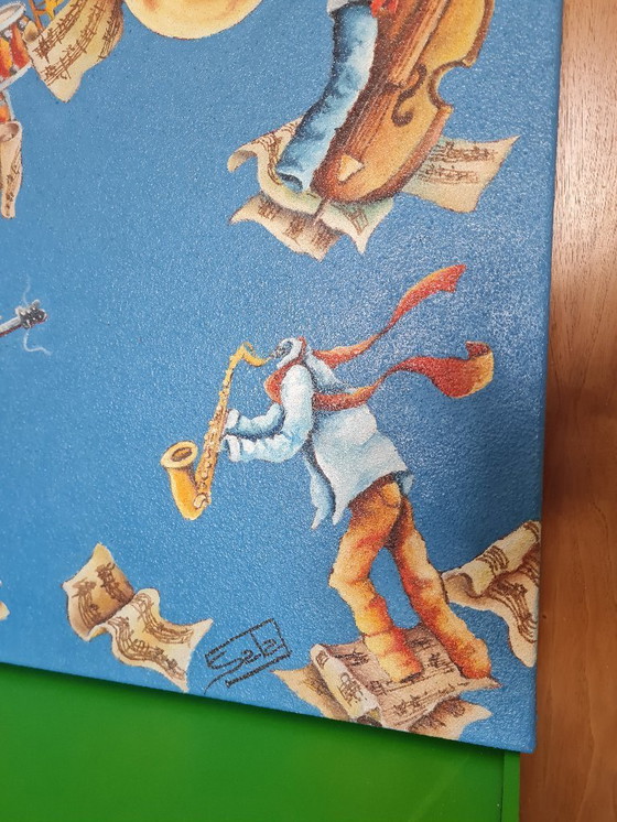 Image 1 of Surreal painting by Italian artist Alessandro Sala, hand-signed, 50x70 cm