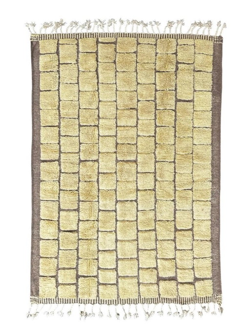 Moroccan Mrirt Wh Wool Rug 200x300cm - Berber Moroccan Modern Carpet - Moroccan Natural Wool Rug- Moroccan Beni Ourain Rug -Moro