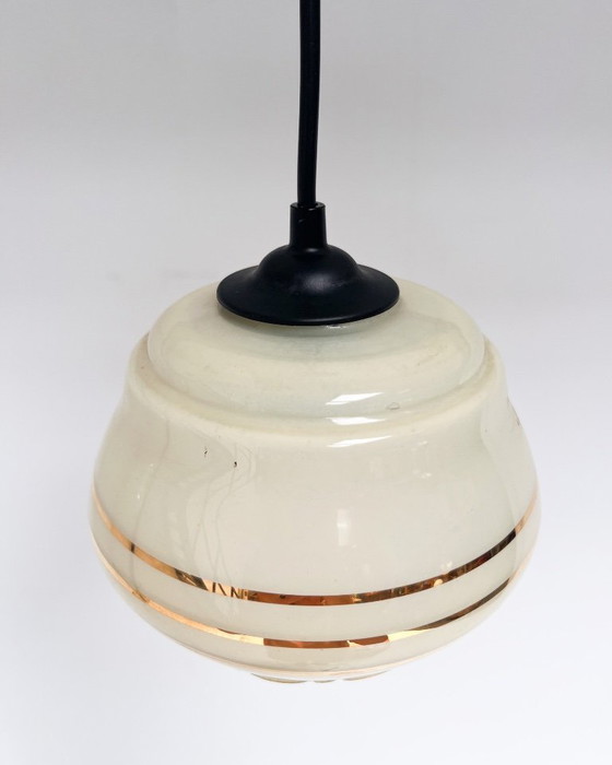Set di 2 lampade da soffitto rotonde vintage beige, anni '60 – Lampade a sospensione, Glass (photo 7 of 8)