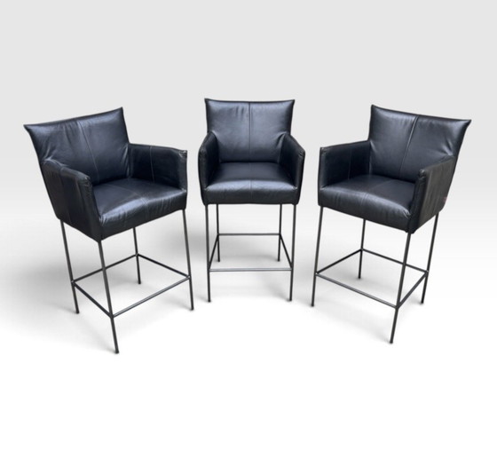Tabourets de bar Jess Design "Forward" | Set de 3 | Cuir Noir | Excellent État! – Leather, Metal (photo 15 of 15)