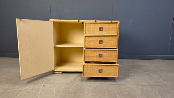Image 1 of Wicker and bamboo cabinet by Dal Vera, 1970s