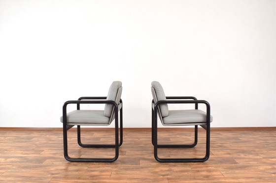 Image 1 of Sillones de cuero de mediados de siglo de Burkhard Vogtherr para Rosenthal, década de 1970, juego de 2