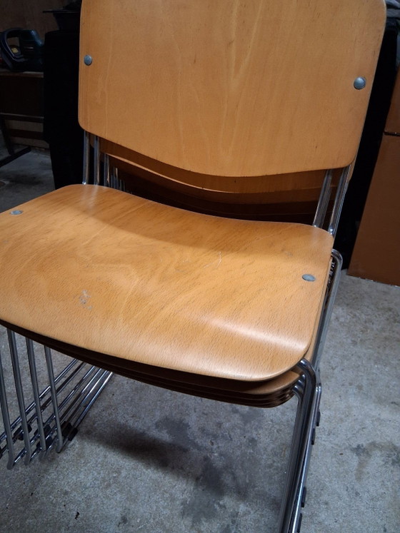 Sedie impilabili vintage - 6 pezzi – Sedie da pranzo, Metal, Wood (photo 4 of 5)
