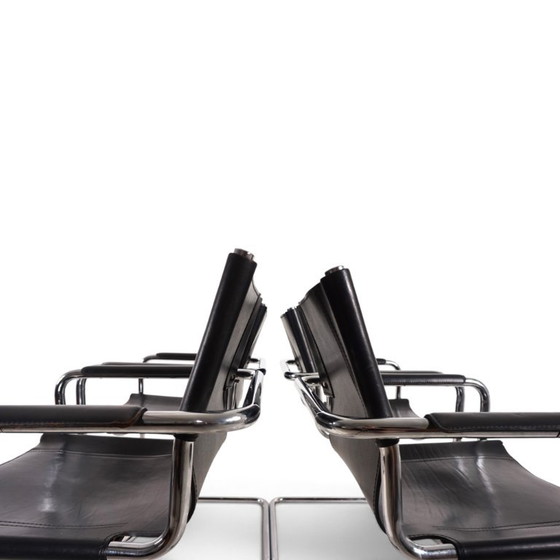 Matteo Grassi bezoekersstoelenset van 4 - leren/chromen cantileverstoelen, 1970 – Eetkamerstoelen, Leather (photo 14 of 20)