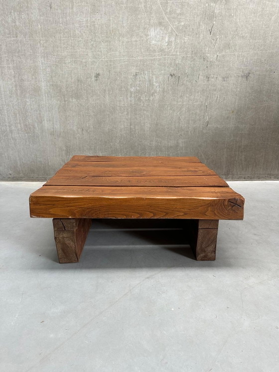Image 1 of Brutalist Wabi Sabi Salontafel Massief Eiken