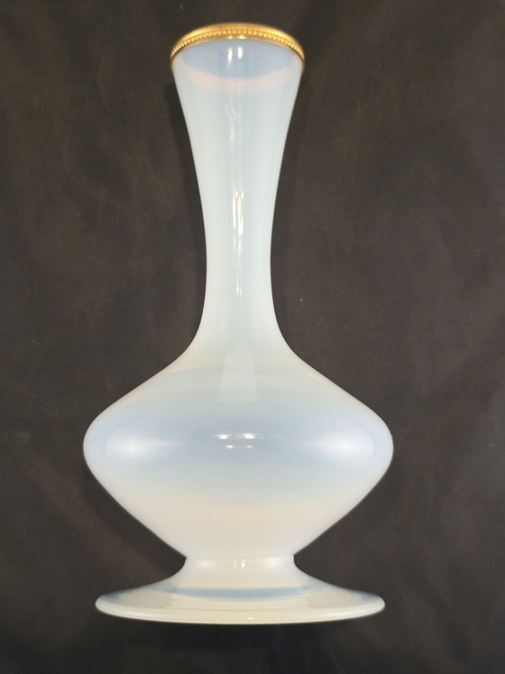 Opaline vase Vincenzo Nason, Vincent Mason, Brass, Murano Glass, Blue (photo 2 of 10)