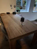 Teakhouten tafel met bank