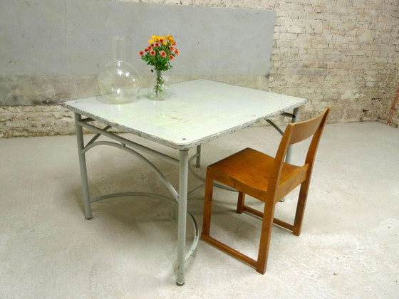 Vintage bureau 1940 – Aluminium, Hout, Industrieel (photo 5 of 6)