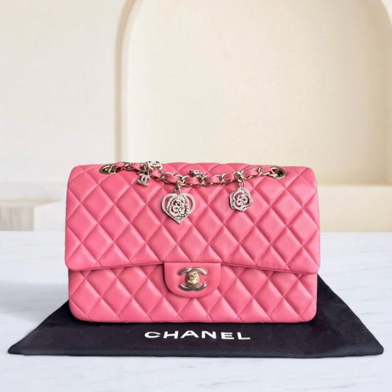 Image 1 of Chanel Classic Flap Medium - Special Valentine Edition 25cm Quilted Lambskin Pink Gold Hardware Series 19