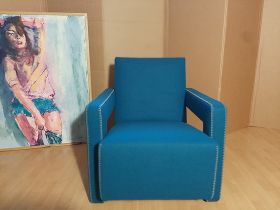 Image 1 of Cassina Utrecht 637, nueva, nunca usada, en tela de lana azul petróleo (serie 13L), costuras de caballo