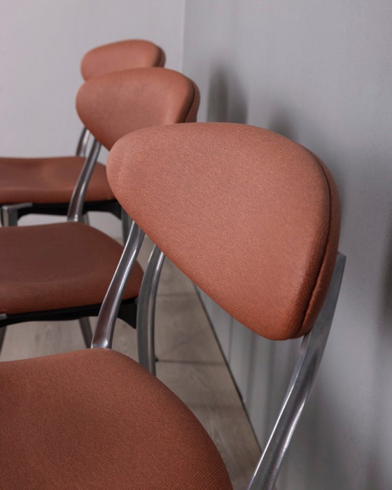 Image 1 of Set di 5 sedie vintage "Coro" degli anni '80, disegnate da Luigi Origlia per Origlia Italy.