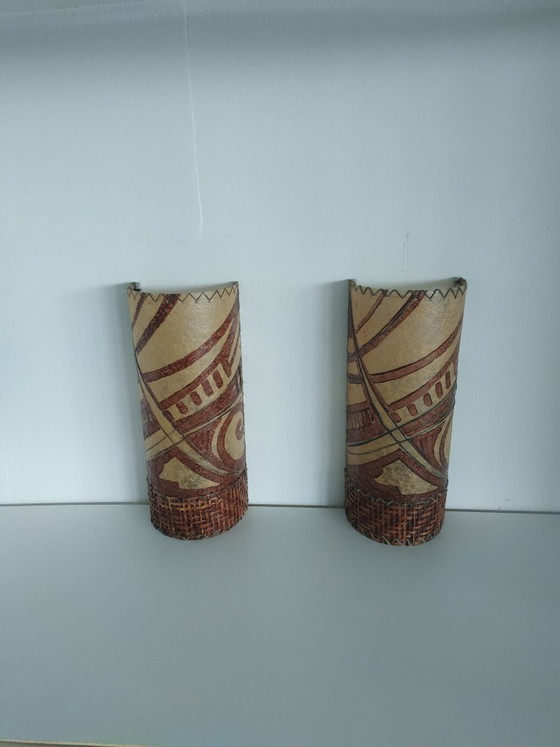 Image 1 of Lampada da parete unica in Washi/Rattan