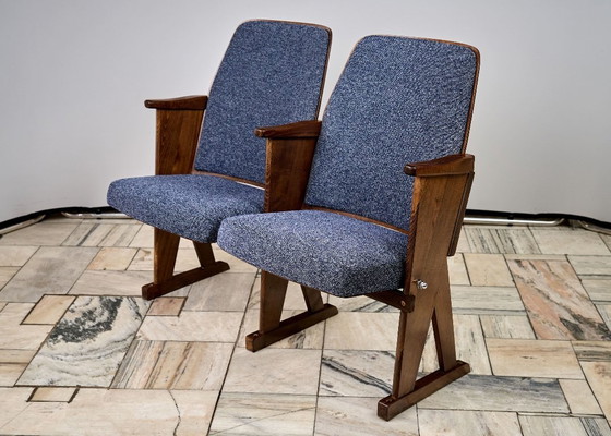 Image 1 of Vintage Blue Folding Cinema Chairs, 1970s Czechoslovakia