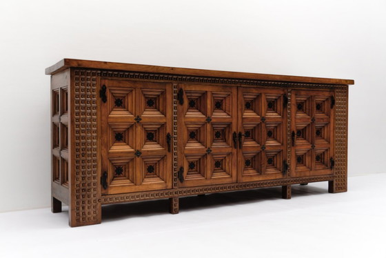Image 1 of Large Solid Brutalist Rustic 3D Sideboard, 1960s