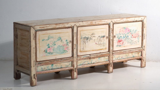 Credenza antica dipinta in legno di pino – Cina, circa 1930 – Credenze, Brass (photo 3 of 40)