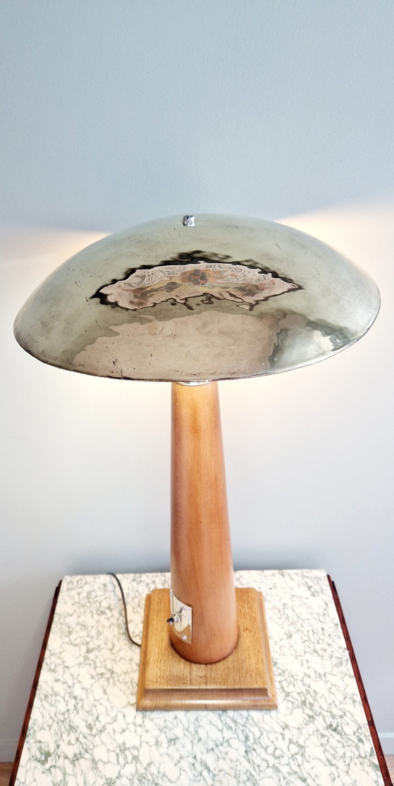 Image 1 of Vintage table lamp in wood and metal – Modernist design, 1950s