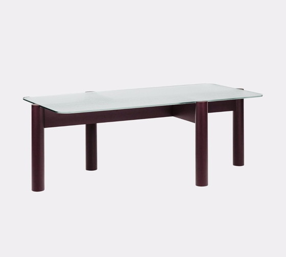 Image 1 of KOB Table Noo.ma, Wine Red, Ribbed Glass, Wooden Base