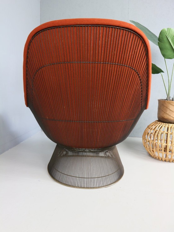 Image 1 of Early bronze lounge chair by Warren Platner for Knoll 1960s in rust red