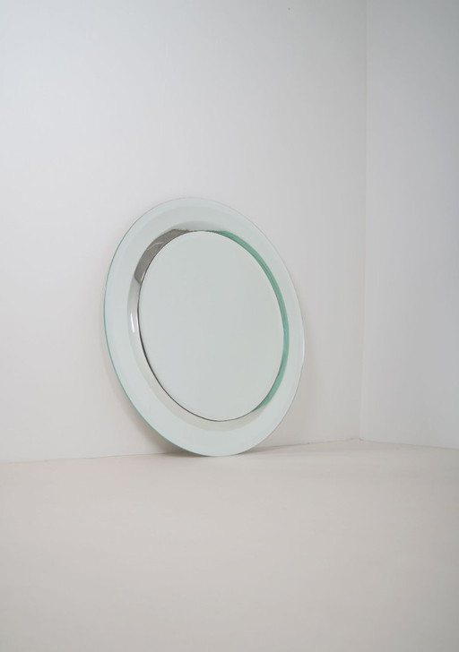 Grande specchio vintage con bordo a doppia sfaccettatura