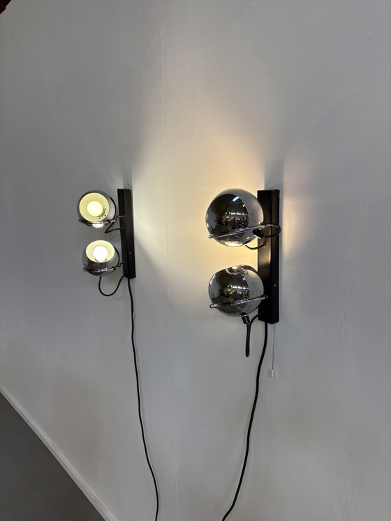Image 1 of 2 lampes à eau Vintage Chroom Spaceage Eyeball Wandlampen Raak Globe