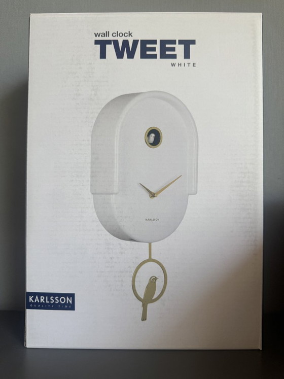 Image 1 of Horloge murale Karlsson Tweet blanche – Neuve dans sa boîte