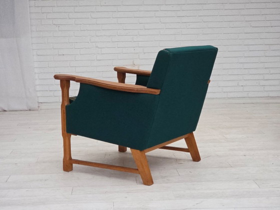 Image 1 of 1970s, Danish Armchair, Furniture Wool, Solid Oak Wood.