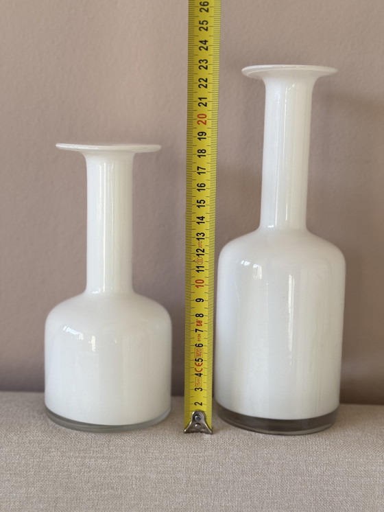 Image 1 of Set of vintage Danish opaline glass vases Otto Brauer style