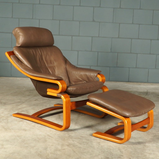 Fauteuil danois "Apollo" avec pouf - Svend Skipper - années 1970