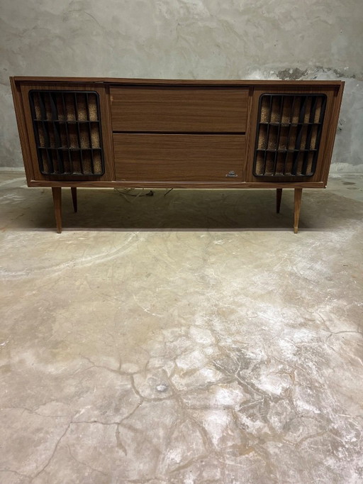 Prachtige vintage radio / vinyl kast