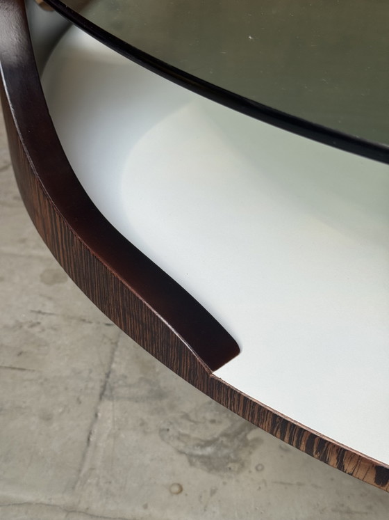 Salontafel in Space Age-stijl uit de jaren 70 – gerookt glas en hout – Wood (photo 8 of 9)