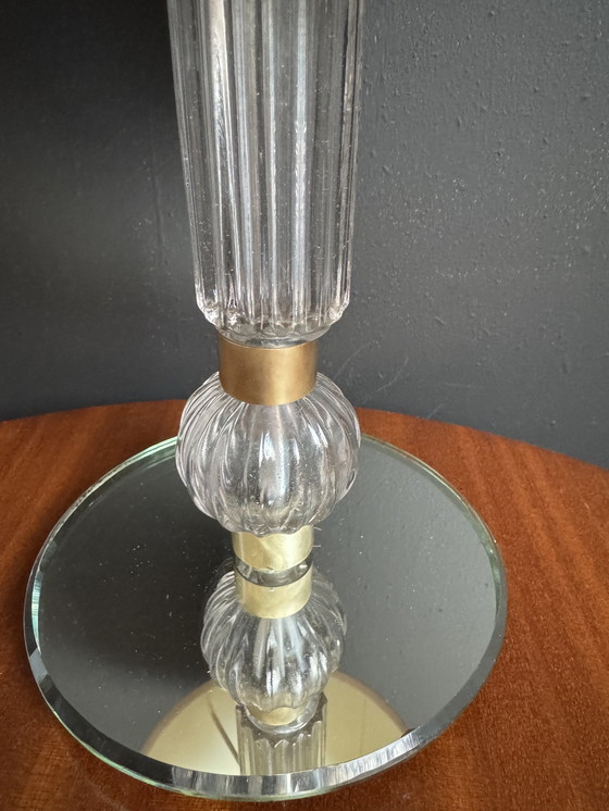 Image 1 of Kleine Art-Deco-Lampe aus Glas und Messing