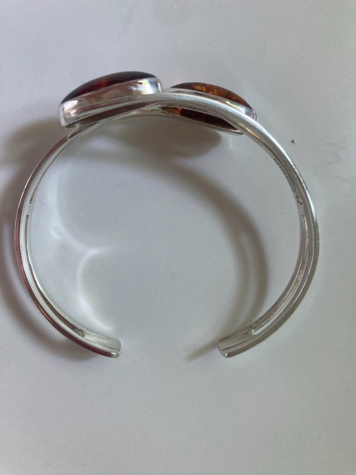 Zilveren barnsteenarmband (handgemaakt)