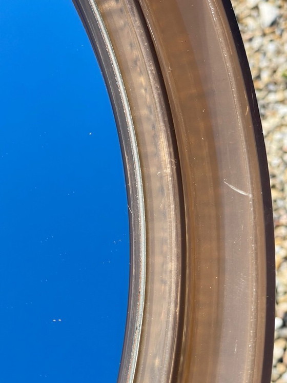 Image 1 of Mid-Century, Vintage, Rond Spiegel van Gerookt Acryl, Jaren 70