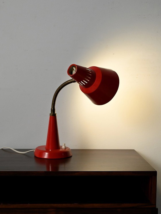 Image 1 of Gemi red Scandinavian table lamp, 1960s