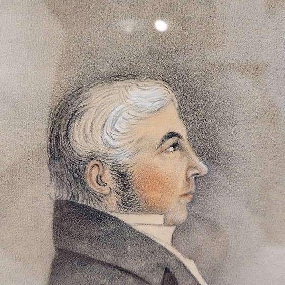 Image 1 of Dibujo Sobre Papel "Retrato Masculino de Perfil", P. S. XX - Francia