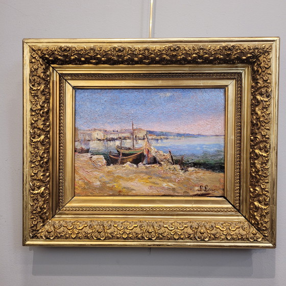 Image 1 of Huile sur panneau « Marina », École française, XIXe/XXe siècle – France