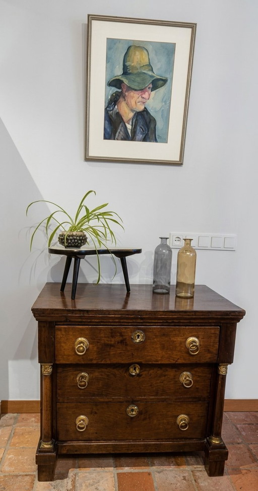 Antike niederländische Kommode im Empire-Stil aus Drenthe mit 3 Schubladen