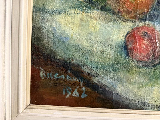 Gran cuadro de naturaleza muerta a color de 1962. – Pinturas y dibujos, Canvas, Wood (photo 7 of 16)