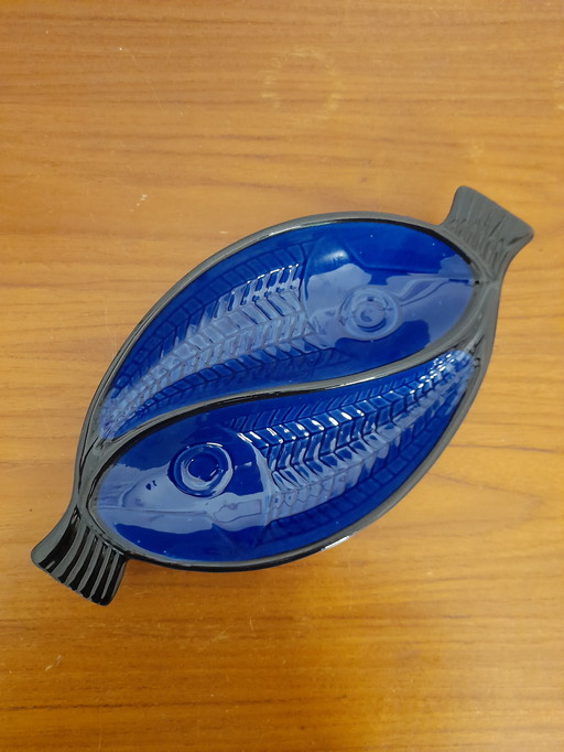 Plato doble de pescado de cerámica danesa