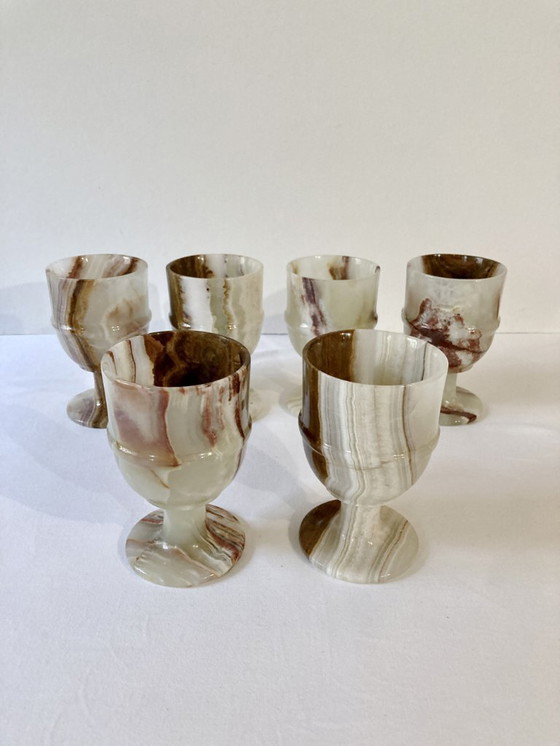 Image 1 of 6 copas con tallo de alabastro