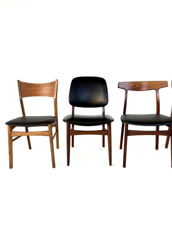 Image 1 of Set di 6 sedie da pranzo danesi, componibili e abbinabili, anni '60.