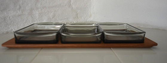 Set da portata in legno e vetro fumé, Accessori da tavola, Marrone, Vintage (foto 3 di 15)