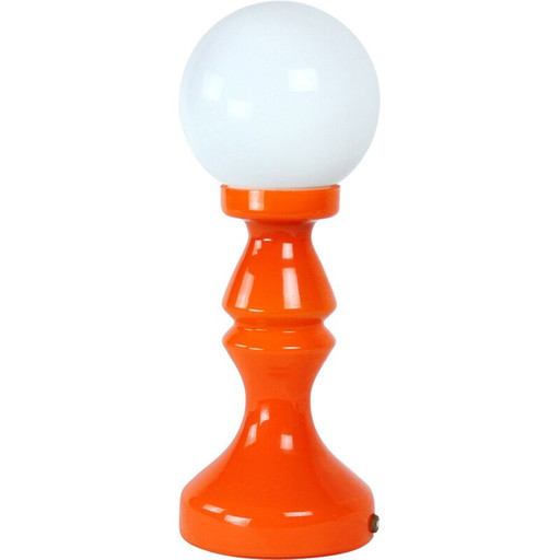 Lampe de table vintage en verre orange par Vitropol, Pologne 1960s