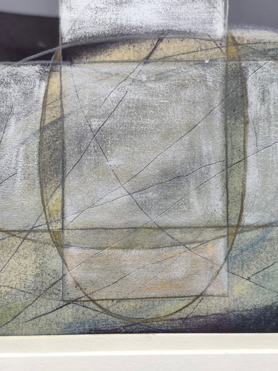 Vintage Zilverkleurige Ets - handgeschilderd - Geometrisch - A.Dombrowsky - 1987, Giclée Prints, Anders (foto 4 van 10)