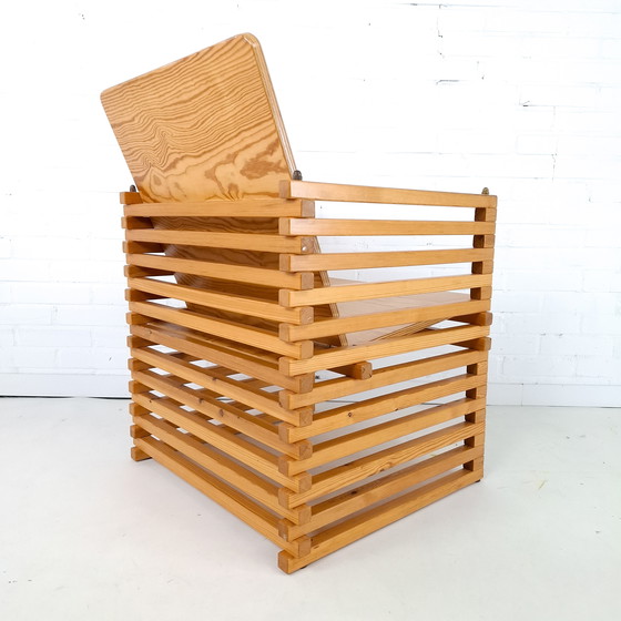 Image 1 of Vintage slatted armchair 70s/80s wood